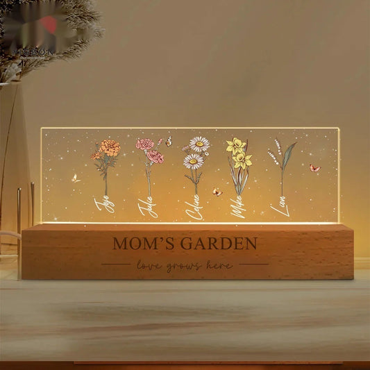 Acrylic Night Light Bouquet Wooden Festival Gift Decoration